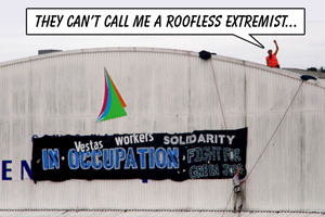 Rooftop occupation of Vestas factory, Isle of Wight
