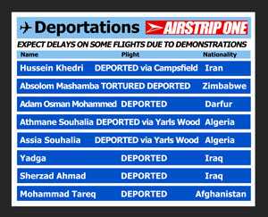 Deportations - Expect delays on some flights due to demonstrations...