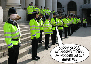 Police make attempts to prevent the spread of Swine Flu