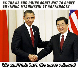 The US and China agree to not agree on anything before the Copenhagen climate talks.