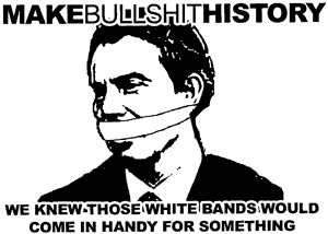 Make bullshit history. We knew those white bands would come in handy for something.