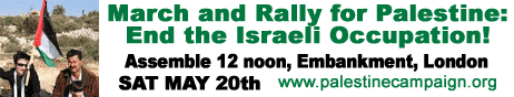 March for Palestine, May 20, 12pm, Embankment