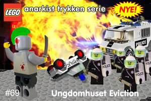 Another blatant Danish reference as the Ungdomhuset eviction is depicted in LEGO 