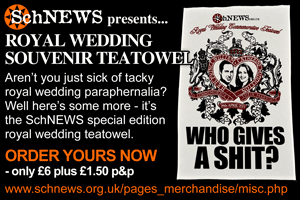 Who Gives A Shit? The SchNEWS Royal Wedding Commemorative Teatowel