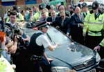 Jean-Marie Le Pen got a far from warm welcome when he visited Manchester in 2004. His car was pelted with rubbish and one of his goons was hit on the head with a walking stick